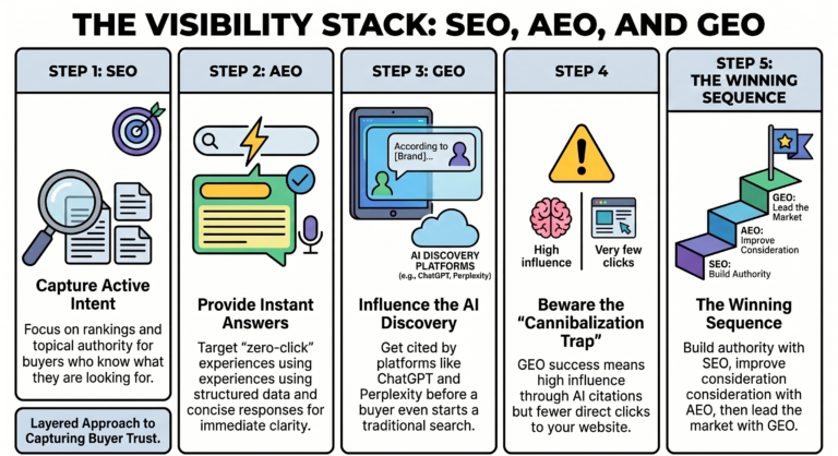 SEO vs AEO vs GEO: Why B2B Marketers Are Optimizing for the Wrong Thing